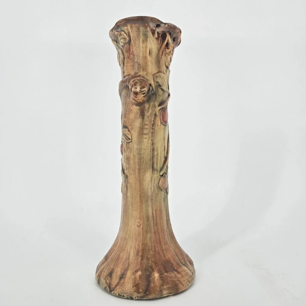 Vintage Weller Pottery Woodcraft Apple Tree Bud Vase 1920s Art Nouveau Faux Bois
